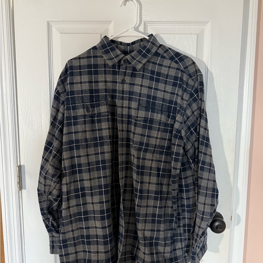 L.L. Bean Blue and Gray Casual Button Down Shirt